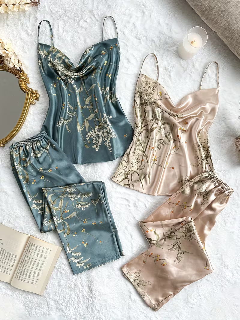 Women's Printed Turtleneck 4pc Pajama Set