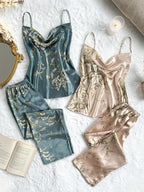 Women's Printed Turtleneck 4pc Pajama Set