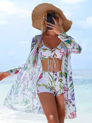 Women's Bikini Three-Piece Swimsuit Set