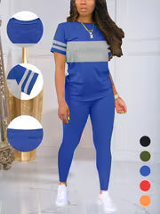 Women's Contrast Stretch Top & Pants Set