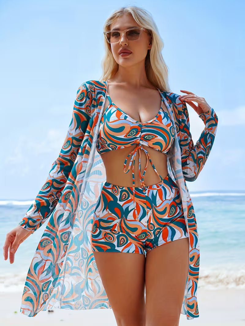 Women's Bikini Three-Piece Swimsuit Set