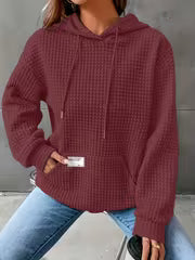 Women's Waffle Knit Hooded Sweatshirt for Fall & Winter