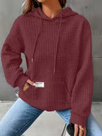 Women's Waffle Knit Hooded Sweatshirt for Fall & Winter