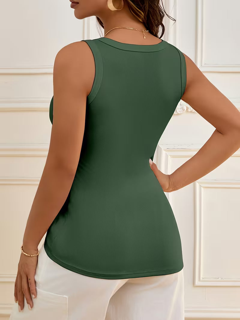 Women's Ribbed Long Tank Top, Slim Fit