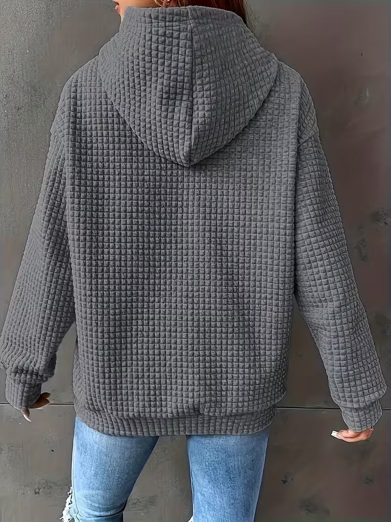 Women's Waffle Knit Hooded Sweatshirt for Fall & Winter