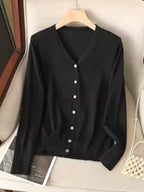 Women's Thin V-Neck Casual Sweater Cardigan