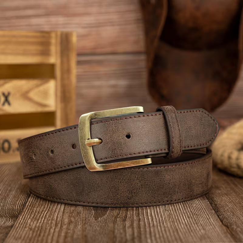 Women's Distressed PU Buckle Belt