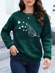 Women's Fleece-Lined Love Print Sweatshirt