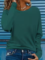 Women's Crew Neck Long Sleeve T-Shirt for Spring & Fall