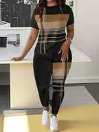 Women's Printed T-Shirt & Pants Two-Piece Set