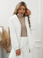 Women's Plus Size Plush Fleece Zip-Up Hooded Jacket