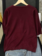 Women's Solid V-Neck T-Shirt, Lightweight Loose Fit