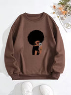 Women's Fleece-Lined Portrait Print Sweatshirt