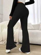 Women's Solid Color High-Waist Flared Pants