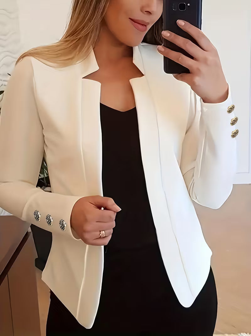 Women's Button-Decorated Long-Sleeve Cardigan Coat