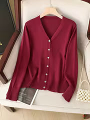 Women's Thin V-Neck Casual Sweater Cardigan