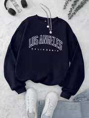 Women's Preppy Los Angeles Print Crew Neck Sweatshirt