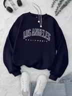 Women's Preppy Los Angeles Print Crew Neck Sweatshirt