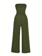Women's Printed Tube Top Straight-Leg Jumpsuit