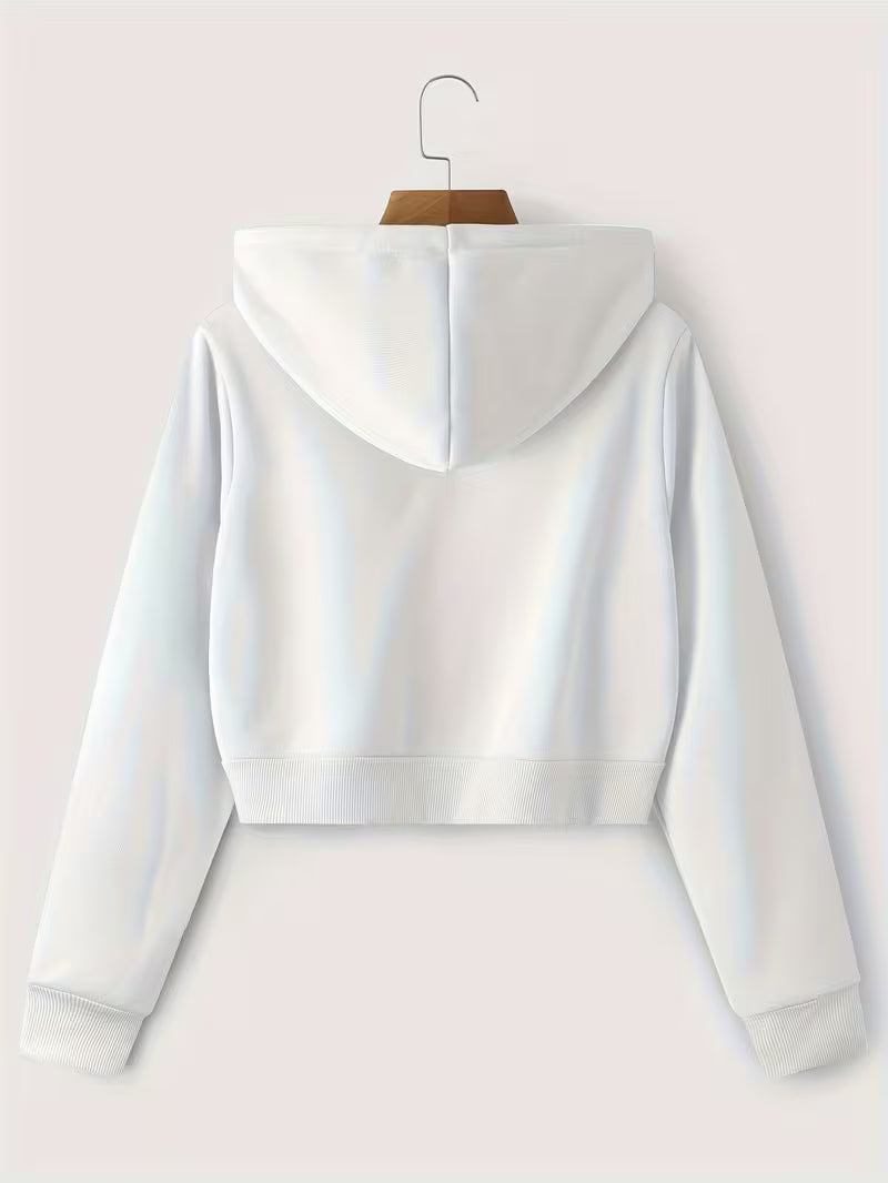 Women's Solid Color Hooded Zip-Up Sweatshirt