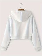 Women's Solid Color Hooded Zip-Up Sweatshirt