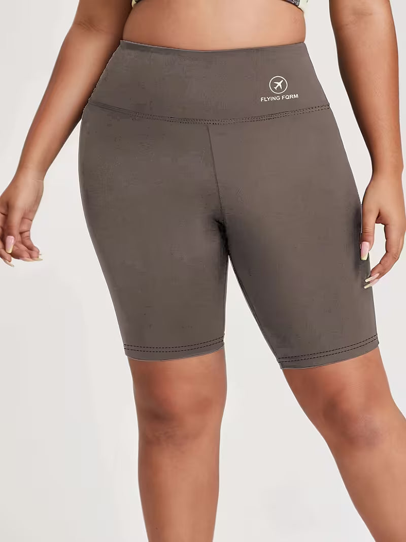 Women's Plus Size Airplane Print Sports Shorts