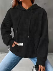 Women's Waffle Knit Hooded Sweatshirt for Fall & Winter