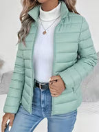 Women's Slim-Fit Stand Collar Padded Cropped Jacket