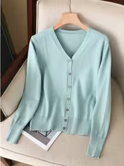 Women's Thin V-Neck Casual Sweater Cardigan