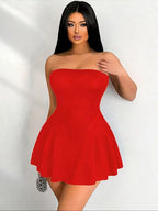 Women's Red Tube Top Holiday Dress