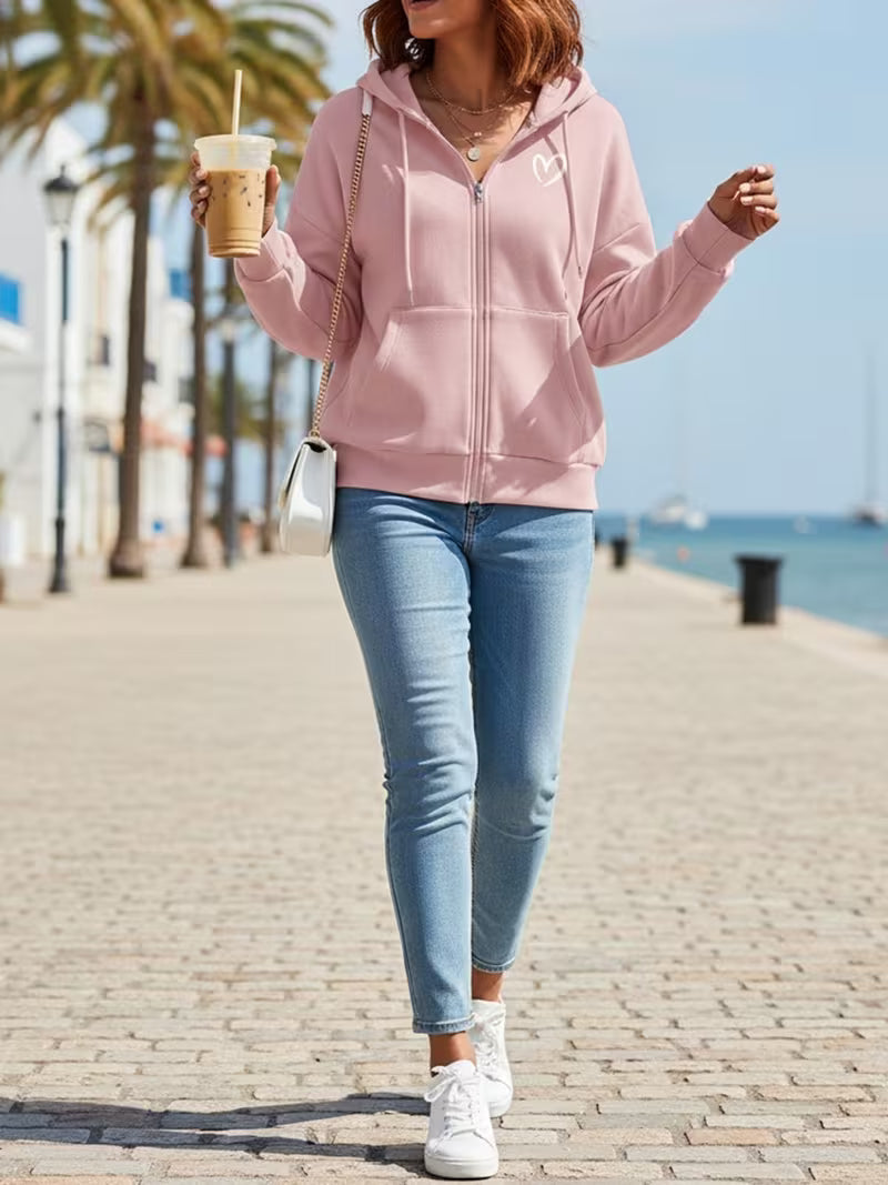 Women's Zip-Up Hoodie, Casual Everyday