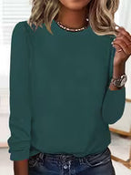 Women's Crew Neck Long Sleeve T-Shirt for Spring & Fall