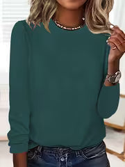 Women's Crew Neck Long Sleeve T-Shirt for Spring & Fall