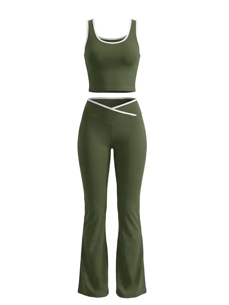 Women's Solid Color Tank Top Set