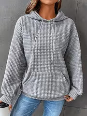 Women's Waffle Color-Block Hooded Sweatshirt