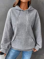 Women's Waffle Color-Block Hooded Sweatshirt