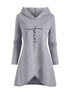 Women's Front Cross Letter Print Hoodie