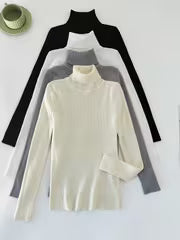 Women's High Turn-Collar Pullover Sweater Set