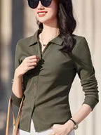 Women's Long-Sleeve Lapel T-Shirt for Spring & Summer