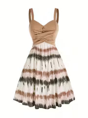 Women's Tie-Dye Print Sleeveless Backless Dress