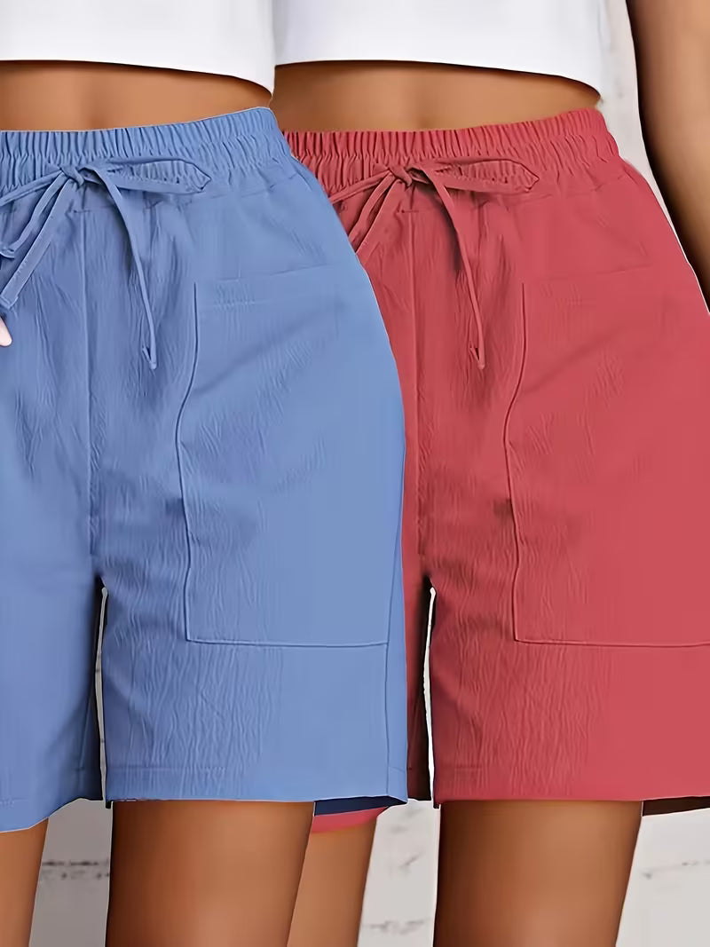 Women's Casual Drawstring Shorts, 2-Piece Set