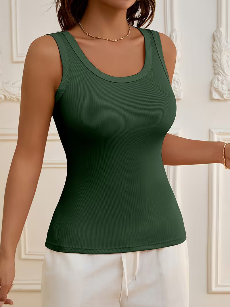 Women's Ribbed Long Tank Top, Slim Fit