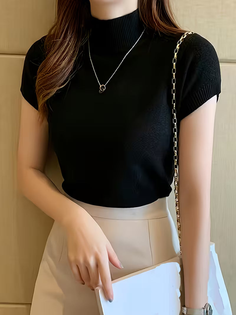 Women's Ice Fiber Half-Collar Short Sleeve Pullover