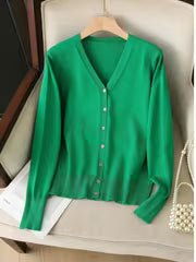 Women's Thin V-Neck Casual Sweater Cardigan