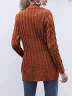 Women's Olive Green Cable Knit Cardigan