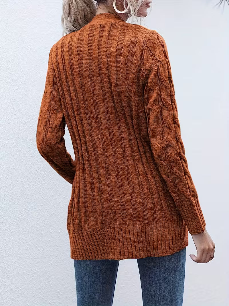 Women's Olive Green Cable Knit Cardigan