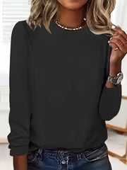 Women's Crew Neck Long Sleeve T-Shirt for Spring & Fall