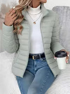 Women's Slim-Fit Stand Collar Padded Cropped Jacket