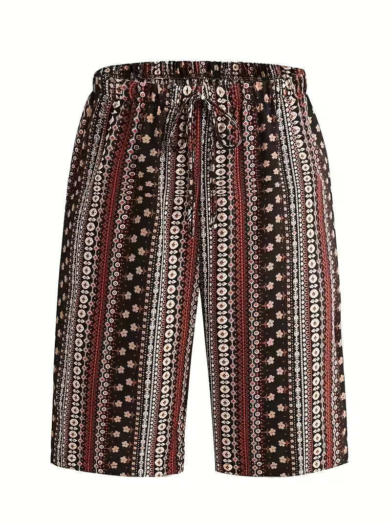 Women's Hawaiian Print Bermuda Beach Shorts