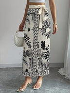 Women's Floral Print Wrap Tie Skirt, Vacation Style